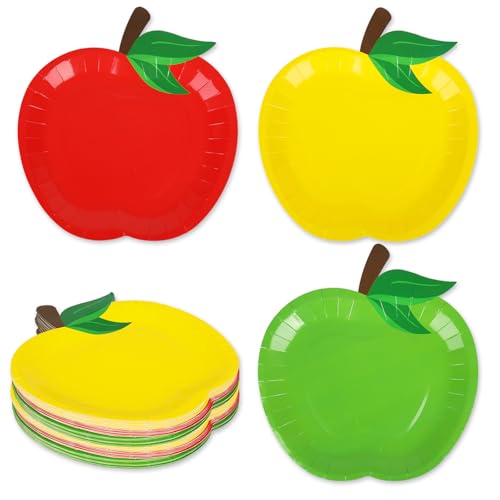 FYSUIMU Back to School Apples Paper Plates 9 Inch Red Yellow Green Apples Disposable Plates Fruit Party Tableware for First Day of School Table Decor Supplies, 24 Pcs FYSUIMU Back to School Apples Paper Plates 9 Inch Red Yellow Green Apples Disposable Plates Fruit Party Tableware for First Day of School Table Decor Supplies, 24 Pcs