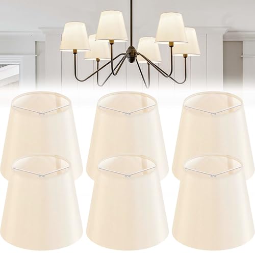 Set of 6 Yellowish Beige Chandelier Lamp Shades, 4" Top