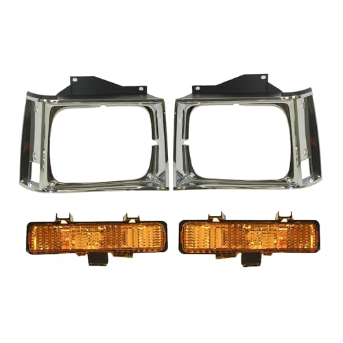 Karoldeare Chrome/Black Headlight Door Bezel Park Light 4pc for Chevy for S10 1983-1990 & Blazer 1983-1990,for GMC for S15 1983-1990 & Jimmy 1983-1990 Pickup