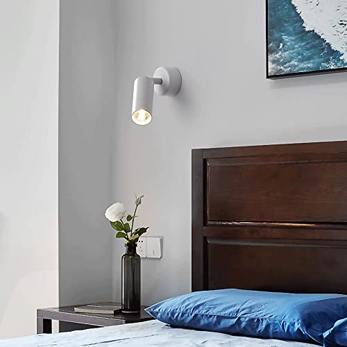Aplique de pared LED 5W de aluminio blanco con cabezal ajustable COB 3