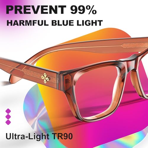Image of VISOONE Square Blue Light Blocking Glasses TR90 Clear Lens for Women Men BONA