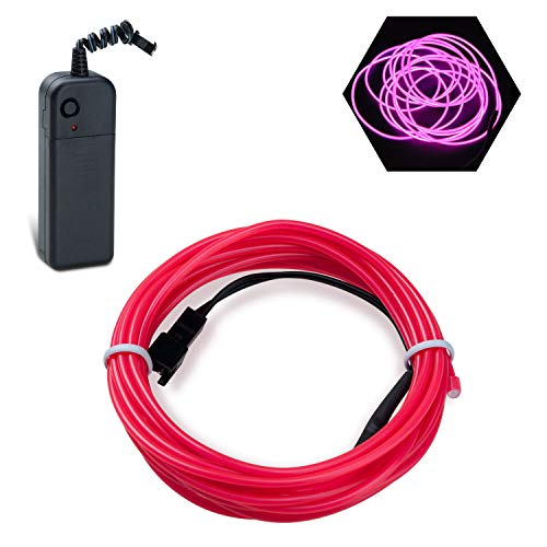 Podazz Flexible EL Fil Tube Néon Light Avec Contrôleur 3 Modes LED Lumière De Voiture Dance Partie De Mariage Bar intérieur et extérieur Décor (Rose, 9...