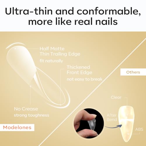 Image of Modelones Medium Stiletto Fake Nail Tips - 510Pcs Gel Tips Pre-shaped Half Matte Full Cover Clear Acrylic Gel Kit False Press on Nails for Extension DIY Salon 15Sizes