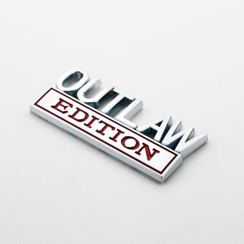 Image of 2Pc Outlaw Edition Emblem 3D Badge Stickers with Double Tape for Cars, Trucks, Motorcycles, Boats (Chrome Red)