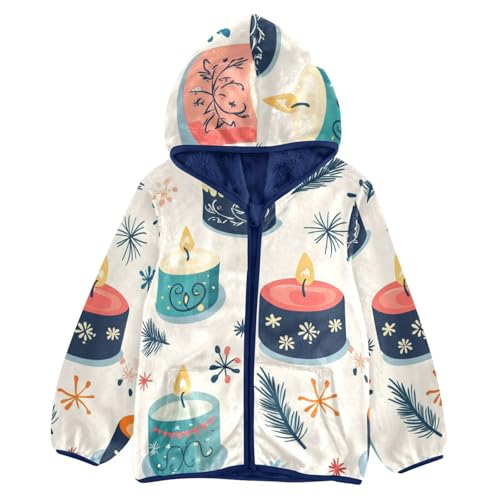 Christmas Candles Girls Fleece Jacket Girls Fall Jacket Girls Zip Up Hoodie Girls Sherpa Jacket 2-10T