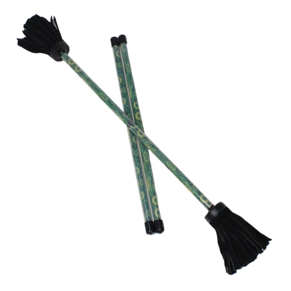 Z-Stix Professional Juggling Flower Sticks-Devil Sticks and 2 Hand Sticks, Beginner Friendly - Festival Series (Lemon Lime Tie Dye, Kid)
