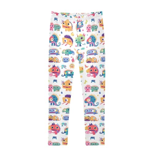 Chameleon Cute Cartoon Kids Colorful Toddler Girl Leggings Comfortable High Waisted Workout Pants Gym - Main Image