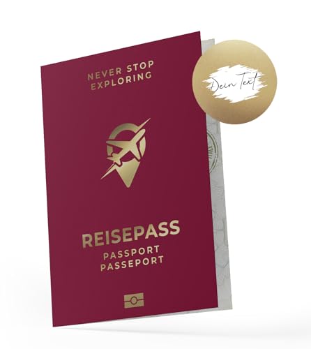 KOKO&LORA® Reisegutschein - Reisepass mit Rubbelaufkleber - zum Beschriften als Urlaubsgutschein inkl. Kuvert - Reise Geschenkverpackung