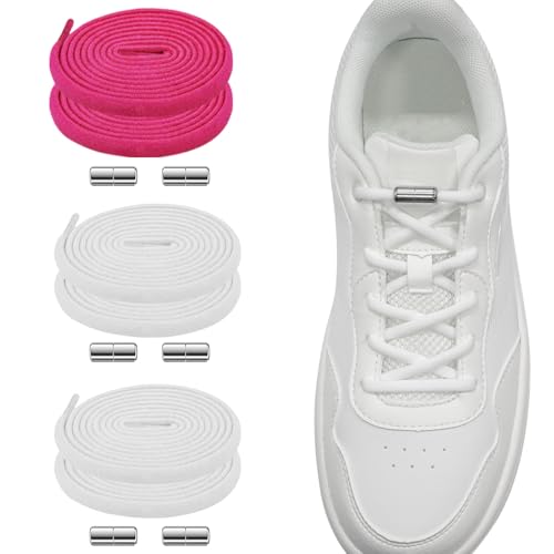 NEEKFOX Lacci Scarpe Elastici - 3 paia Lacci di Gomma con Capsule - Lacci per Scarpe a Sgancio Rapido - Lacci in Gomma per Adulti e Bambini, Scarpe da Ginnastica, Scarpe da Corsa, Scarpe Sportive