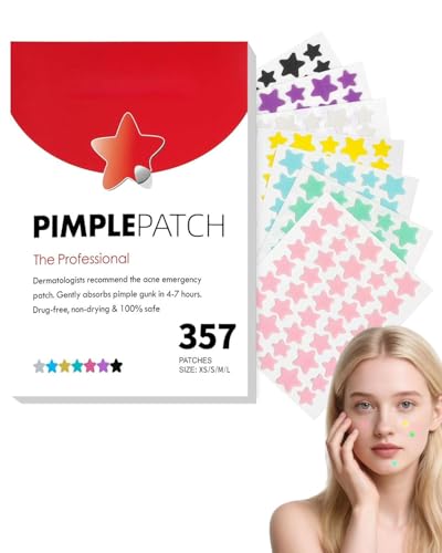 FUGLUS 357 Piezas Parches Para Granos, Parches para Acné Invisibles Hidrocoloides, Parches Granos Estrella, con Aceite de Té Y Ácido Salicílico, Pueden Deshacerse Acné Rápidamente