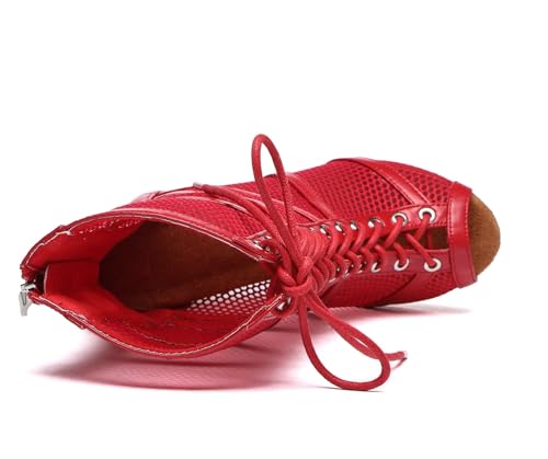 Image of Dance Practice Shoes for Women Mesh Ballroom Sandals Heels Party Prom Ankle Booties with Zip