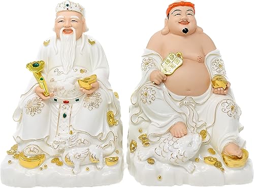 Estatuas de Buda de cerámica blanca Than Tai Ong Dia de 9 pulgadas