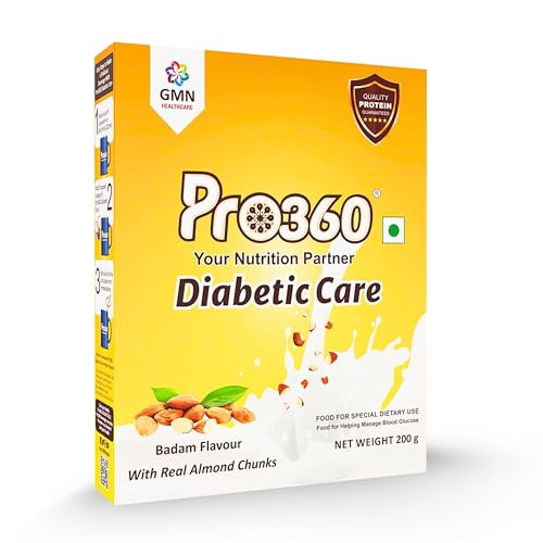 Image of Pro360 DiabetiCare Pro Nutritional Diabetic Protein Food Supplement Powder to Manage Diabetes and Blood Glucose for Adults - 200gm (Badam Refill)