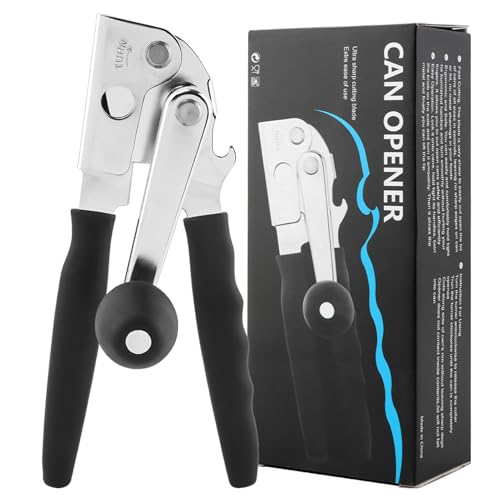Manual Can Opener for Home and Commercial Use, Folding Easy Crank Handle, Effortless Can Opening, Versatile for Bottles, Jars, and Big Cans