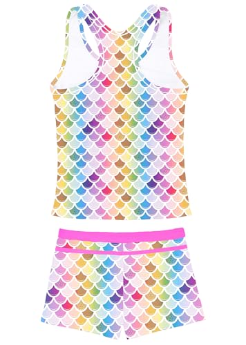 Image of Girls Bathing Suits Two Piece Vest Style Swimsuit with Boyshort Tankini Swimwear