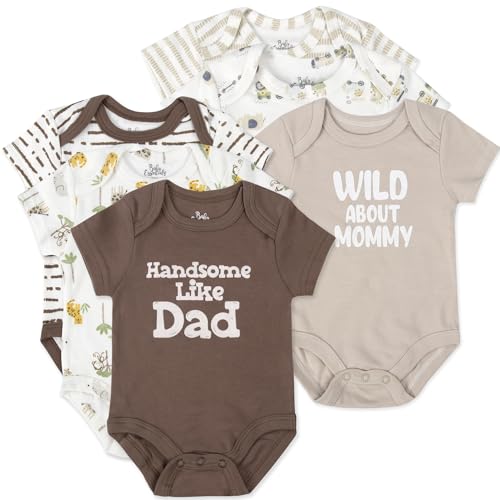 Image of Baby Essentials 6 Pack Bodysuit Set Baby Boy Mama’s Little Man Just Like Dad 6 Piece Newborn Outfit Set