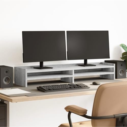 Support de moniteur gris Sonoma double écran 100x24x16 cm