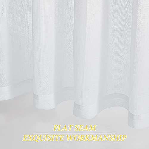 Nicetown Semi Sheer Linen Curtains For Patio Waterproof, Flax Textured Tab Top Privacy Indoor Outdoor Linen Blend Drapes For Living Room/Classroom, White, W52 X L108, 2 Panels #TOP4