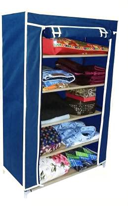 RAXON WORLD - Multipurpose|collapsible wardrobe|book case|cupboard closet|organizer for clothes|storage rack for kids|chappal stand|office and home use|5-Layer (Blue)