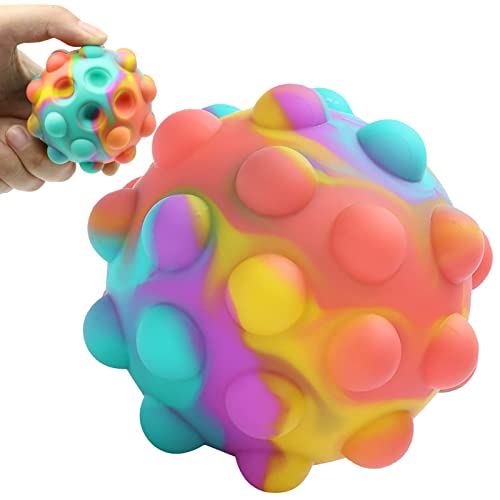 Pop Stress Ball, New Stress Balls with Bubble, Stress Relief Autism Special Needs, Kids ADHD Focus Hand Sensory Toy Balls, Silicone Pressure Relieving Toys for Adults Anxiety, Mixcolored