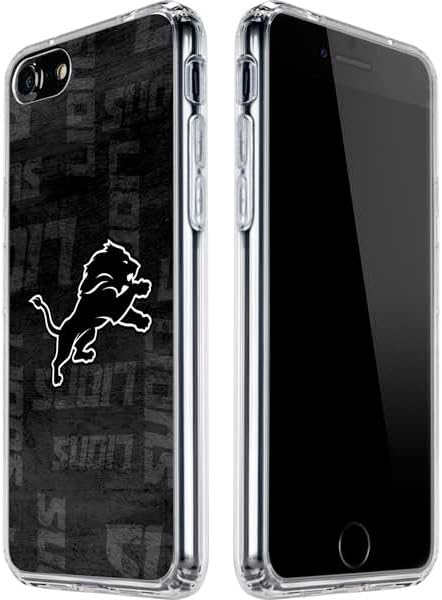 Skinit Clear Phone Case Compatible with iPhone SE (2nd & 3rd Gen) - Officially Licensed NFL Detroit Lions Black & White Design