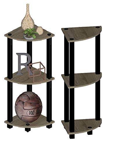 Image of Ash & Roh 3-Tier Corner Display Rack Multipurpose Shelf, Industrial Storage for Bedroom, Living Room, Kitchen, Small Space. (H-2.6 Ft | W-2 Ft | D-1 Ft) (3-Tier Corner Rack)