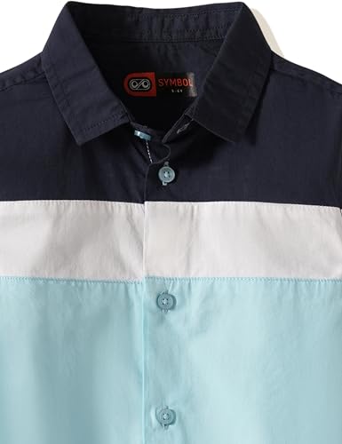 Image of Amazon Brand - Symbol Boys 100% Cotton Color Block Casual Shirt | Full Sleeves | Regular Fit | Age 2-14 Years
