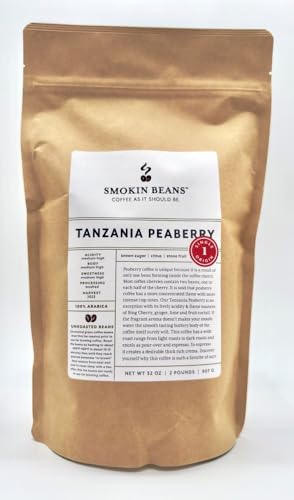 2 Libras de Café Arábica Verde Tanzania Peaberry Sin Tostar miniatura 1