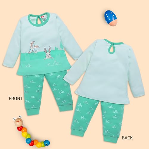 Image of LuvLap Baby Girls 100% Cotton Full Sleeve Top & Pyjama Sets, Pack Of 02