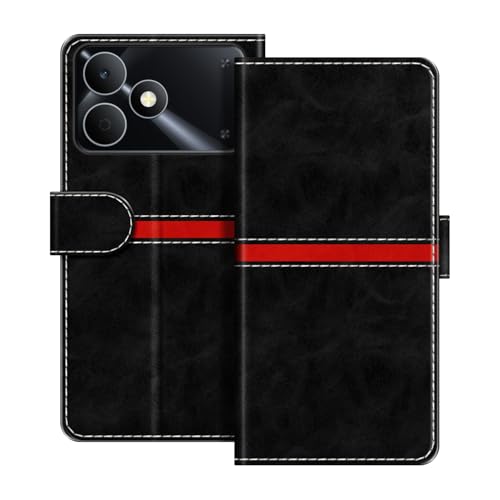 ESACMOT ���U�[�E�H���b�g�P�[�X OPPO Realme Note 80 4G �Ƃ̌݊������� ���X�g���C�v�f�U�C�� �J�[�h���[�t�� �}�O�l�b�g���蒠�^�J�o�[ (�u���b�N)