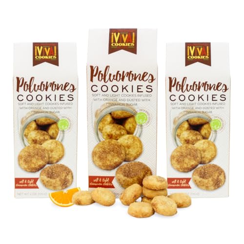 Polvorones Cookies by Too Good Gourmet, 3-Pack, Buttery Shortbread, Orange Infusion &amp; Cinnamon-Sugar Coated, Traditional Mexican Treats for Dessert, Parties, Gifts, Snacks