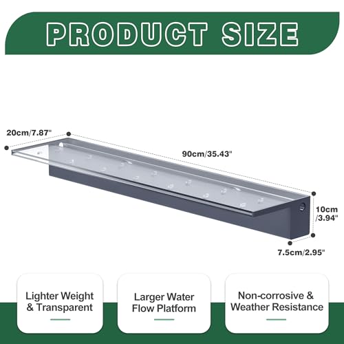 LONGRUNNEW Pond Waterfall Blade Kit, 90cm Acrylic Pool Fountain with Accessories, Width 20cm Spillway Water Feature Waterfall Cascade for Garden Patio Pond Decoration