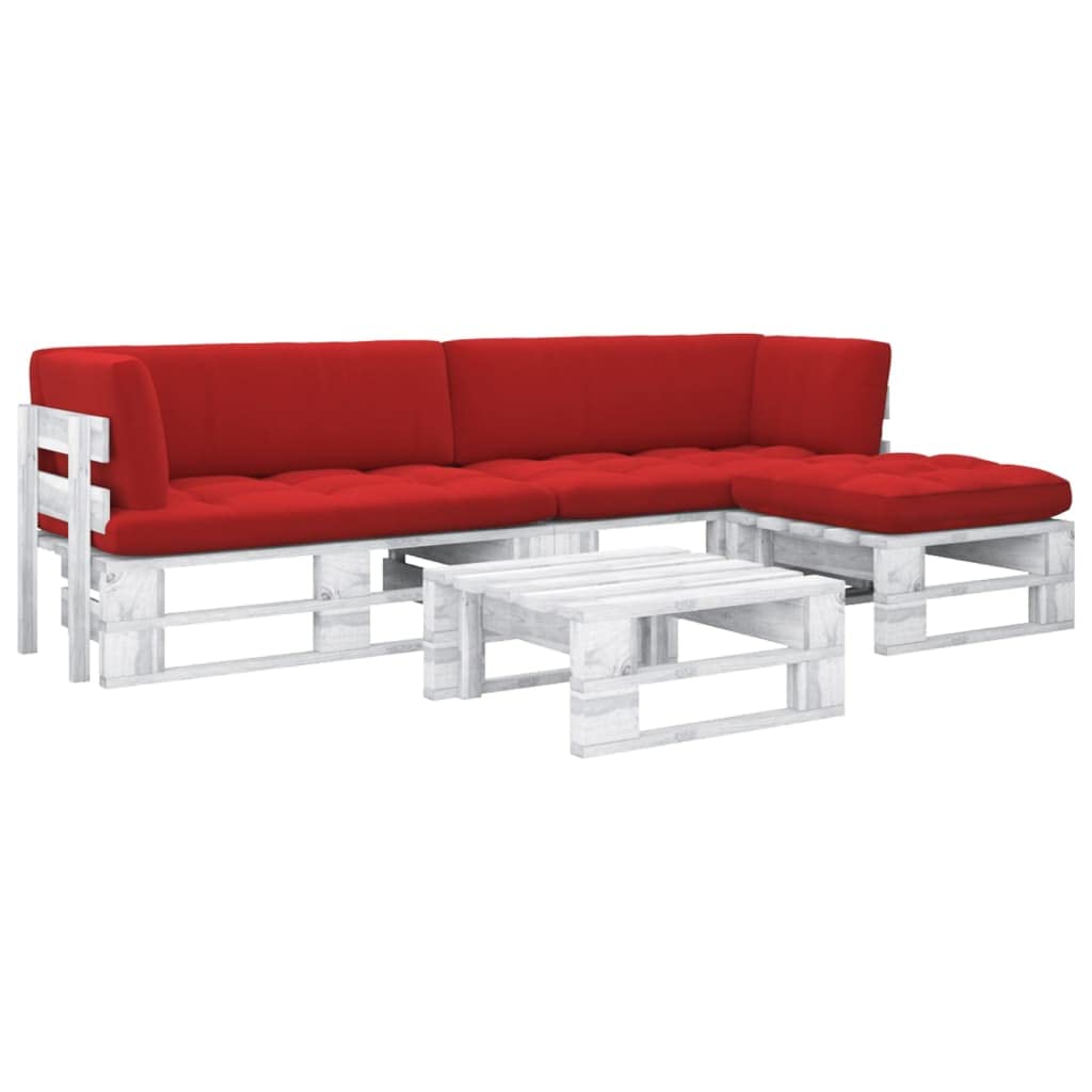 4-częściowy zestaw mebli ogrodowych z impregnowanego drewna sosnowego, sofa z palet z poduszkami do ogrodu, na taras lub do salonu, rustykalny design, trwały i łatwy w pielęgnacji