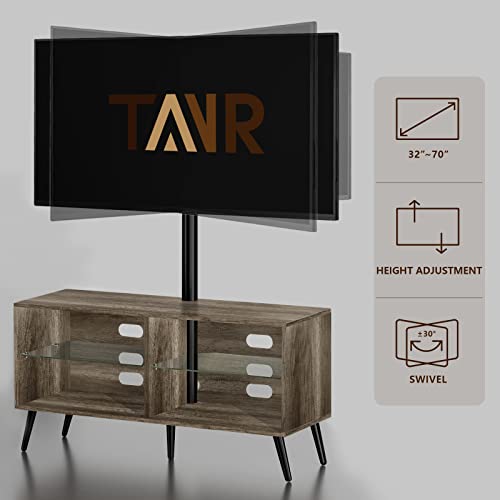 TAVR Wood Corner TV Stand Storage Console with Swivel Mount Height Adjustable TV Entertainment Center for 32 42 50 55 60 65 inch Plasma Flat or Curved Screen TV Shelf Storage Cabinet,Oak
