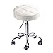 Leader Accessories Tabouret à roulettes, Tabouret de Travail PU Pivotant à 360°,Tabouret Réglable avec Roues,Coussin d'assise 35cm,Taille,S,Blanc
