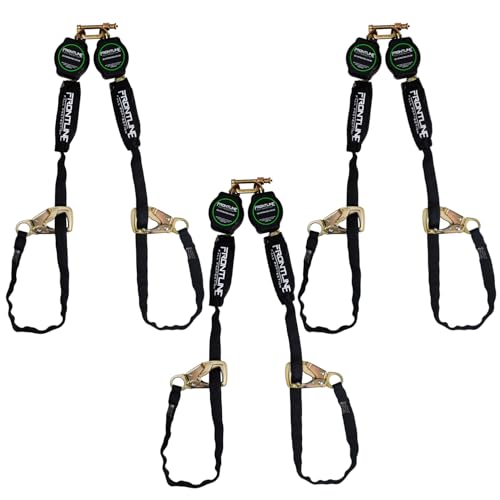 Frontline RPA092TB 9' Tie Back Twin Leg Web SRL with Tie Back Hook Ends | Lightweight & Compact | Aramid Fiber Webbing | 310 lbs Capacity | Quick-Action Braking System | ANSI & OSHA Compliant (3 Pack)