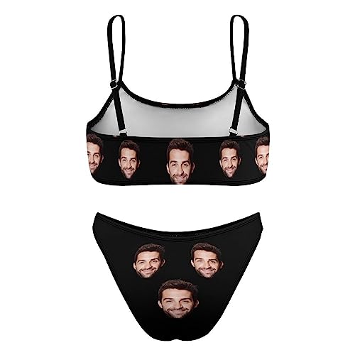 DIYKST Women Swimsuit Stripe Bikini with Face Personalized Bathing Suit (Fashion, Low Rise, V-Neck, Padded, Non-Adjustable Strap, XS-5XL)4