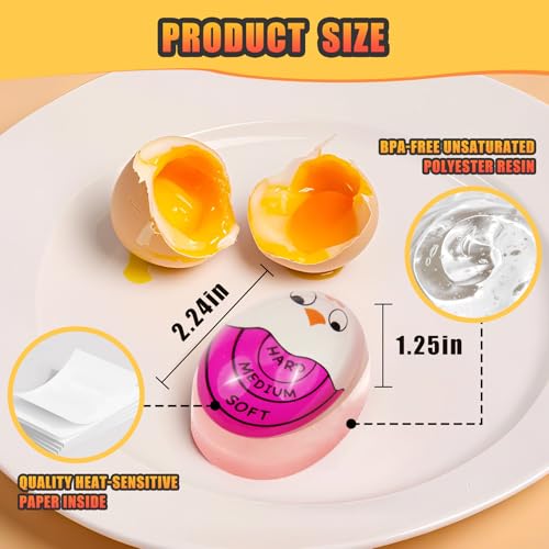 Egg Timer for Hard Boiled Eggs Soft Boiled Color Changing Indicator Tells When Eggs are Ready, Purple 2pcs