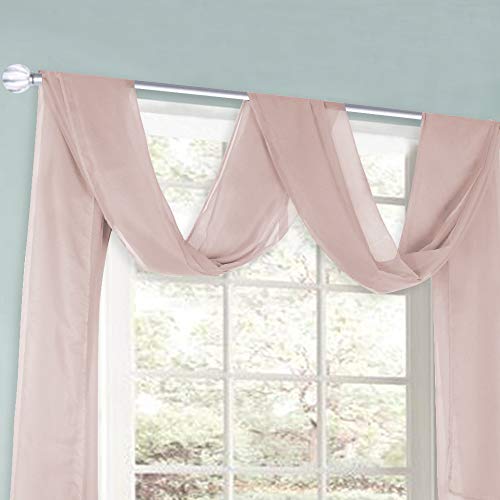 Huto Blush Pink Sheer Window Scarf Valance For Girls Room Soft Voile Curtain Scaves Wedding Party Bed Canopy,1 Panel 52 X 216 Inch Extra Long #TOP1