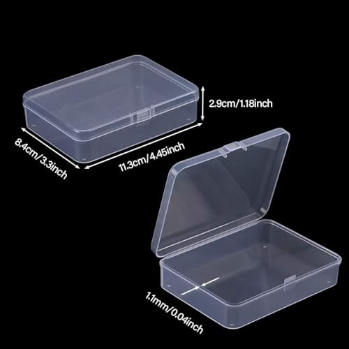 Image of DUOFIRE 6 Pcs Mini Plastic Storage Containers Box with Lid, 4.4x3.3x1.1 Inches Clear Rectangle Box for Beads, Jewelry, Game Pieces, Business Cards, and Craft Accessories