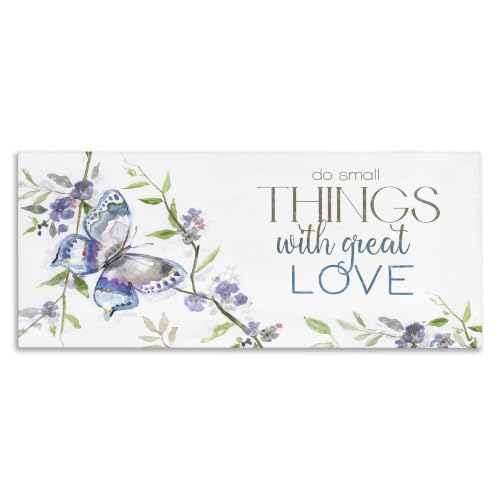 Stupell Industries Love Leaf Flower Butterfly, 13 x 30 Inch Canvas Wall Art