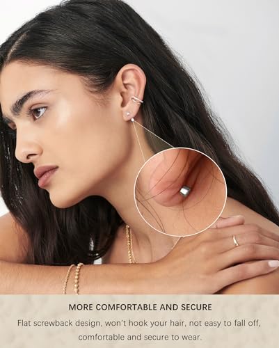 20G Sterling Silver Flat Back Stud Earrings for Women Men Gold Silver Flatback Earrings CZ Helix Cartilage Piercing Tiny Earrings Studs 2mm 3mm 4mm3