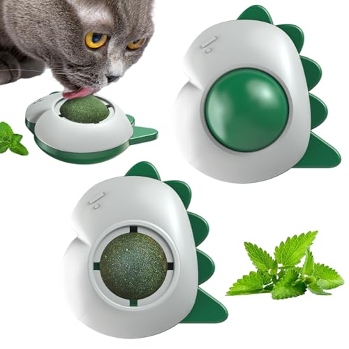 Counius 3 Stück Katzenminze Balls Spielzeug für Katze,Drehbare Katzenminze Wandroller Interaktives katzenspielzeug Um 360°-Drehung für leckende...