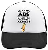 ¿Por qué tener abdominales cuando puedes tener kebabs? Divertida gorra de camionero pequeña de malla Kebab con parte trasera ajustable, gorra de...