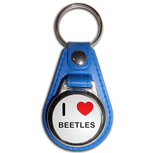 I Love Beetles - Blue Plastic Medallion Key Ring