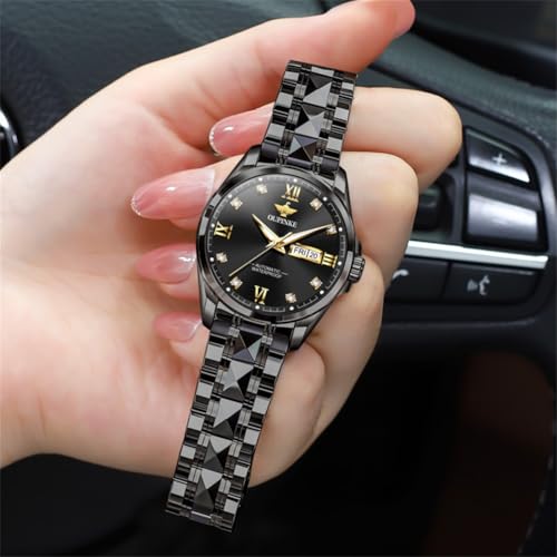 Image of OLEVS Automatic Womens Watch Mechanical Calendar Watches Diamond Fashion Waterproof Female Wrist Watch