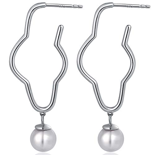 Preisvergleich Produktbild Silber-Creolen Große Ohrhänger 925 Sterling Silver Süsswasserperle NOBEL SCHMUCK