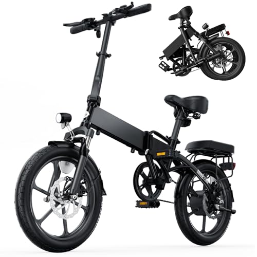 Finbike E Bike Klapprad,16 Zoll Elektrofahrrad 7.8Ah Akku Diebstahlschutz,Ebike mit 2.6H Schnellladung,250W Motor,3 Fahrmodi,Sitzhöhe Verstellbar,Reichweite Max 55Km,E Klapprad für Herren Damen