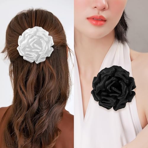 Image of 4.3 inch Red Rose Hair Clip Large Flower Brooches for Women | Charming Flowers Pins for Clothes | Turn Heads with Stylish Rose Hair Clip Flower Brooch Pin for Clothes & Clips for Woman
