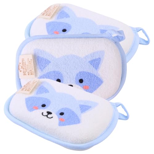 SHOWERORO 3 piezas Esponjas de Baño para Bebés Suaves con Diseño de Animales de Peluche Toallas de Baño Infantiles Portátiles para Limpieza Fácil y Divertida